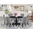 East West Furniture Irving 7 Piece Round Dining Set in Black Finish