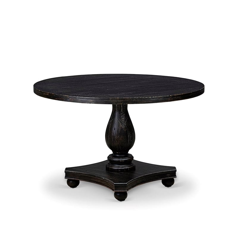 East West Furniture Irving 7 Piece Round Dining Set in Black Finish