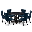 East West Furniture Irving 7 Piece Round Kitchen Table Set in Black Finish