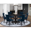 East West Furniture Irving 7 Piece Round Kitchen Table Set in Black Finish