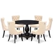 East West Furniture Irving 7-Piece Mid-Century Dining Set in Black Finish