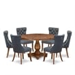 East West Furniture Irving 7-Piece Dining Table Set in Walnut Finish