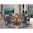 East West Furniture Irving 7-Piece Dining Table Set in Walnut Finish