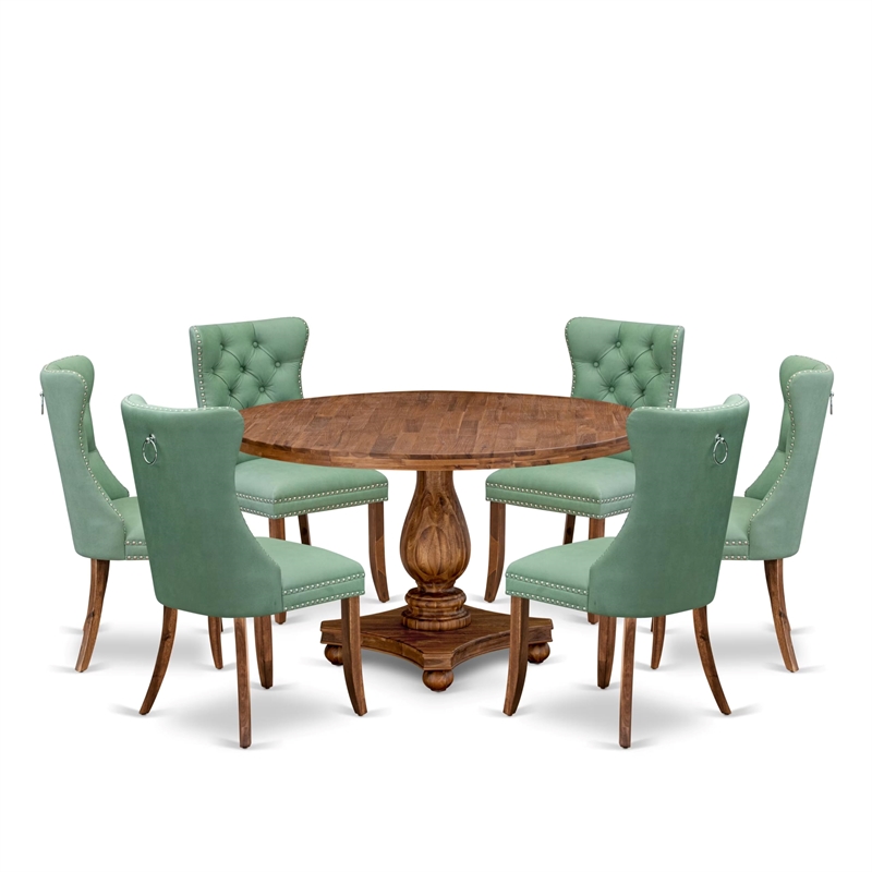 East West Furniture Irving 7-Piece Mid Century Modern Dining Set in Walnut