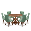 East West Furniture Irving 7-Piece Mid Century Modern Dining Set in Walnut