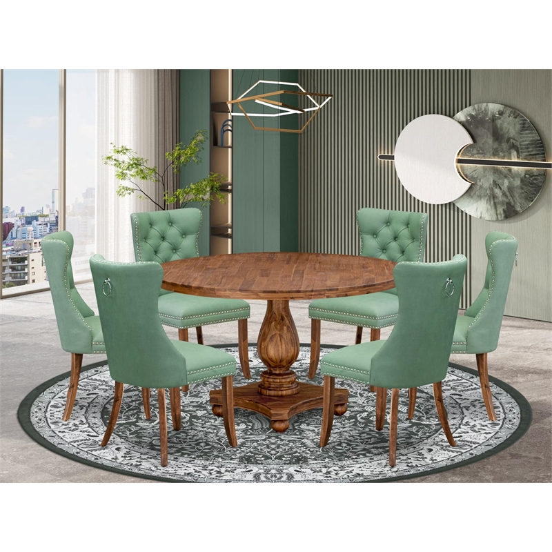 East West Furniture Irving 7-Piece Mid Century Modern Dining Set in Walnut