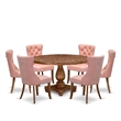 East West Furniture Irving 7-Piece Dining Table Set in Walnut Finish