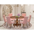 East West Furniture Irving 7-Piece Dining Table Set in Walnut Finish