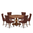 East West Furniture Irving 7-Piece Dining Table Set in Walnut Finish
