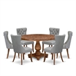 East West Furniture Irving 7-Piece Dining Table Set in Walnut Finish