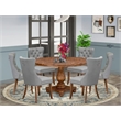 East West Furniture Irving 7-Piece Dining Table Set in Walnut Finish
