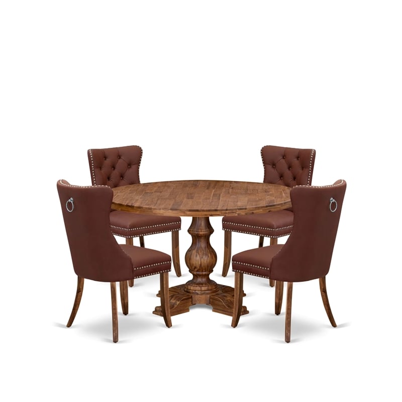 East West Furniture Irving 5-Piece Dining Room Set in Walnut Finish