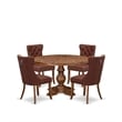 East West Furniture Irving 5-Piece Dining Room Set in Walnut Finish