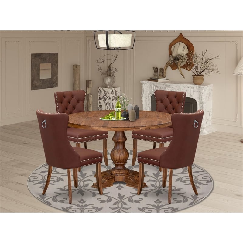 East West Furniture Irving 5-Piece Dining Room Set in Walnut Finish