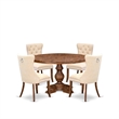 East West Furniture Irving 5-Piece Dining Table Set in Walnut Finish
