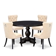 East West Furniture Irving 5-Piece Dining Table Set in Black Finish