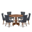 East West Furniture Irving 7-Piece Dining Table Set in Walnut Finish
