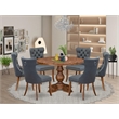 East West Furniture Irving 7-Piece Dining Table Set in Walnut Finish