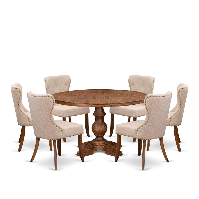 East West Furniture Irving 7-Piece Modern Dining Table Set in Walnut Finish