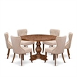 East West Furniture Irving 7-Piece Modern Dining Table Set in Walnut Finish