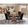 East West Furniture Irving 5 Piece Round Dinette Set in Walnut Finish