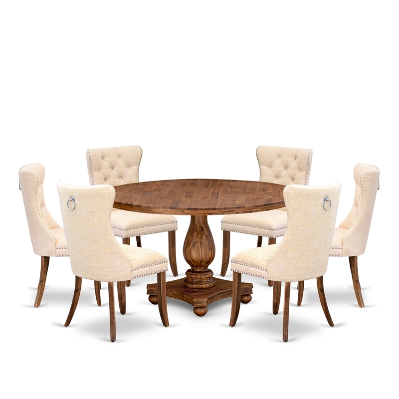 East West Furniture Irving 7-Piece Kitchen Table Set in Walnut Finish