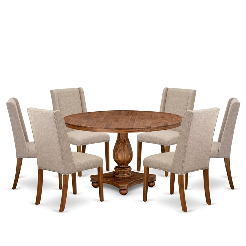 East West Furniture Irving 7-Piece Kitchen Table Set in Walnut Finish