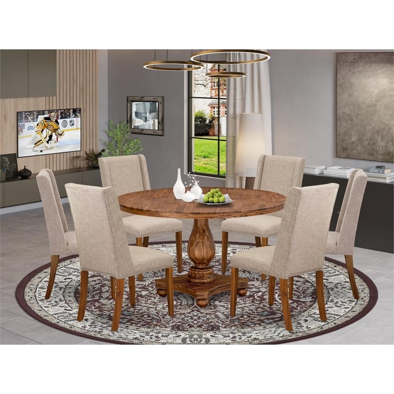 East West Furniture Irving 7-Piece Kitchen Table Set in Walnut Finish
