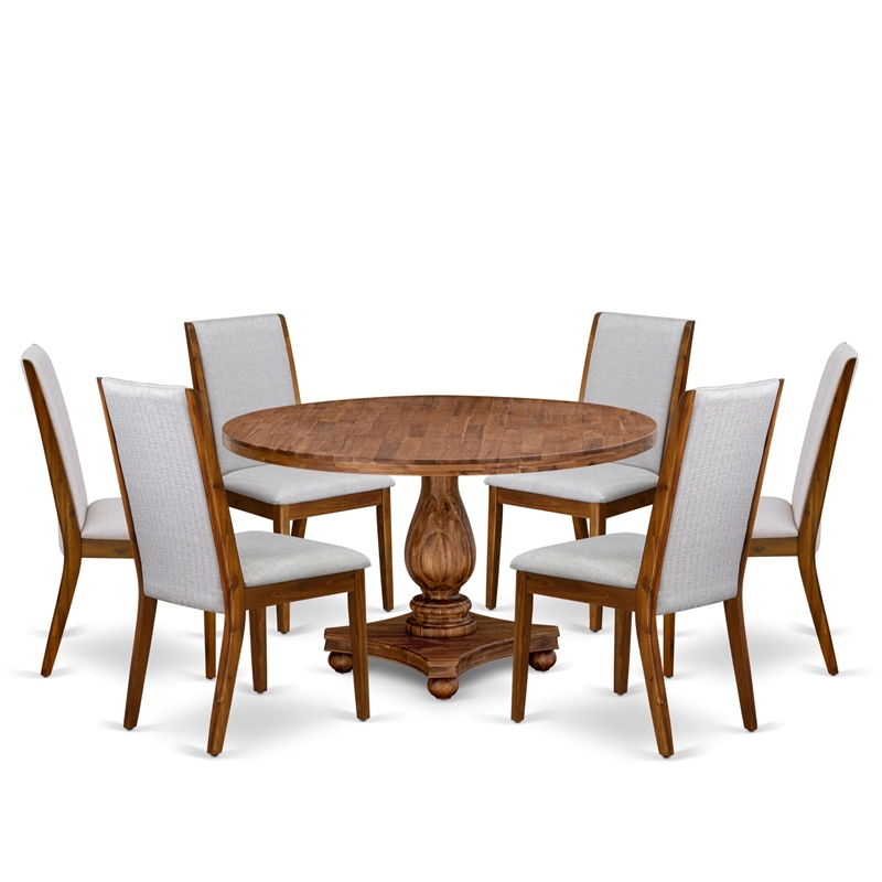 East West Furniture Irving 7-Piece Dining Table Set in Walnut Finish