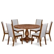 East West Furniture Irving 7-Piece Dining Table Set in Walnut Finish