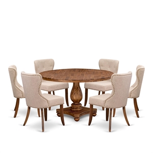 East West Furniture Irving 7-Piece Mid-Century Kitchen Table Set in Walnut