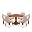 East West Furniture Irving 7-Piece Mid-Century Kitchen Table Set in Walnut