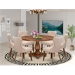 East West Furniture Irving 7-Piece Mid-Century Kitchen Table Set in Walnut