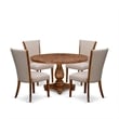 East West Furniture Irving 5 Piece Round Dining Table Set in Walnut Finish