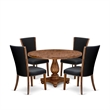 East West Furniture Irving 5 Piece Round Dining Set in Walnut Finish