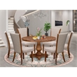 East West Furniture Irving 7 Piece Round Dining Room Set in Walnut Finish