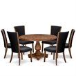 East West Furniture Irving 7 Piece Round Dining Table Set in Walnut Finish