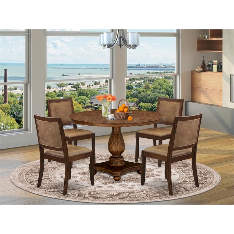East West Furniture Irving 5 Piece A Kitchen Dining Table Set in Walnut Finish