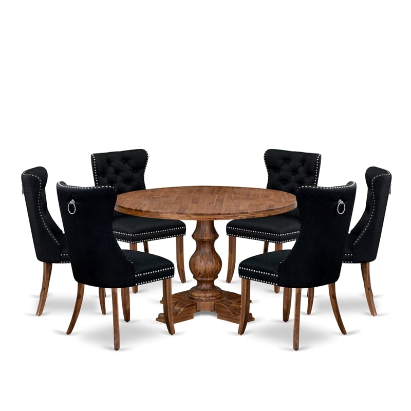 East West Furniture Irving 7-Piece Modern Dining Table Set in Walnut Finish