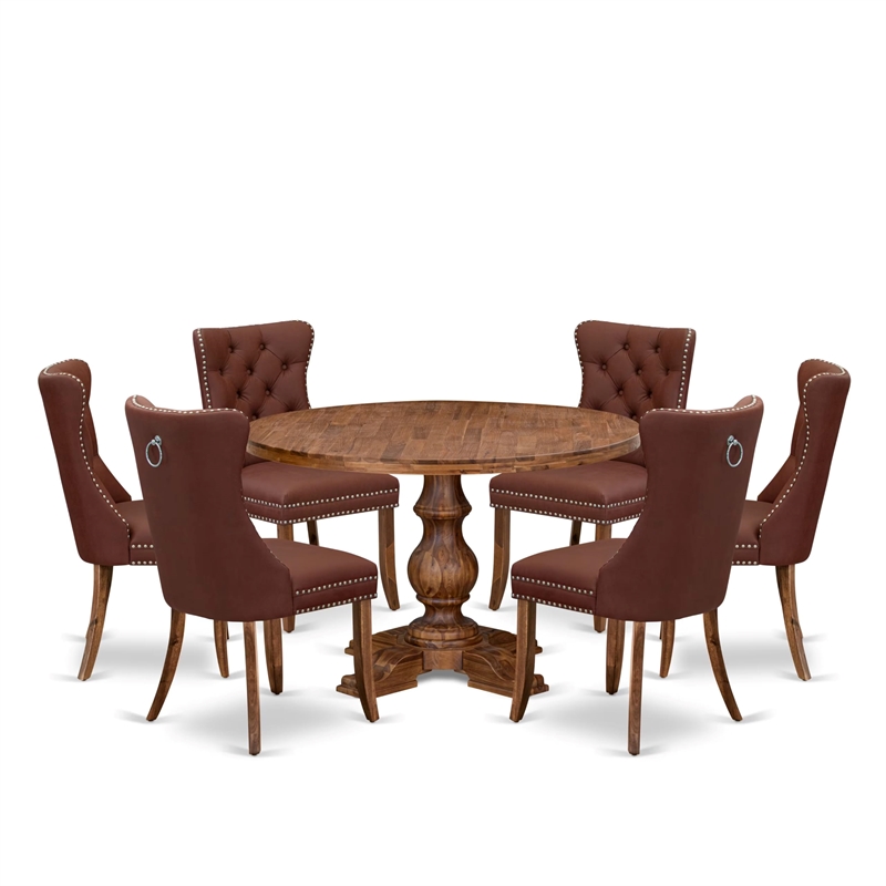 East West Furniture Irving 7-Piece Mid Century Dining Set in Walnut Finish