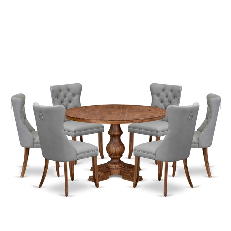 East West Furniture Irving 7-Piece Mid Century Dining Set in Walnut Finish