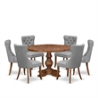 East West Furniture Irving 7-Piece Mid Century Dining Set in Walnut Finish