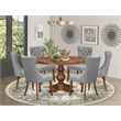 East West Furniture Irving 7-Piece Mid Century Dining Set in Walnut Finish