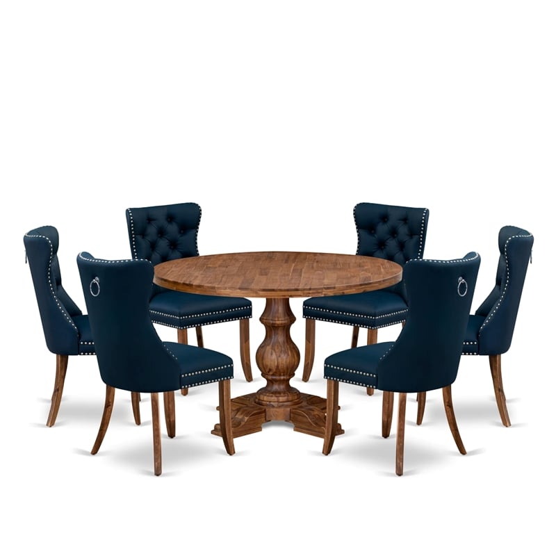 East West Furniture Irving 7-Piece Dining Table Set in Walnut Finish