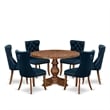 East West Furniture Irving 7-Piece Dining Table Set in Walnut Finish