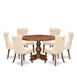 East West Furniture Irving 7-Piece Dining Table Set in Walnut Finish