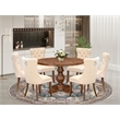 East West Furniture Irving 7-Piece Dining Table Set in Walnut Finish