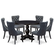 East West Furniture Irving 7-Piece Kitchen Table Set in Black Finish
