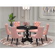 East West Furniture Irving 7 Piece Round Dining Table Set in Black Finish