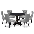 East West Furniture Irving 7 Piece Round Kitchen Table Set in Black Finish